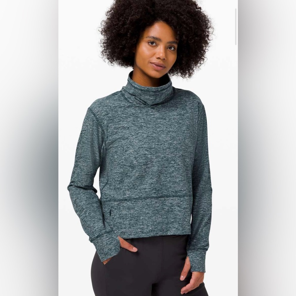 LULULEMON READY TO RULU FLEECE PULLOVER SIZE 10 heathered submarine RARE!!
